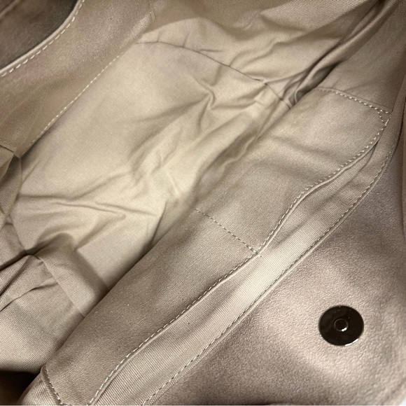 NWT M.I.L.A. Made in Los Angeles Emma Shoulder Hobo Bag Stone Suede - Picture 6 of 14